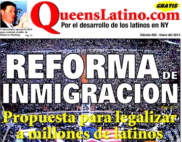 Front page of QueensLatino, January 2013.