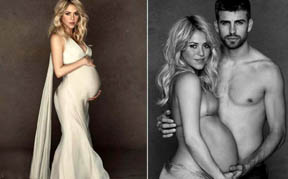 Shakira embarazada y su compañero Gerarld Piqué.
