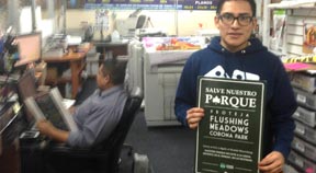 Leni Juca, owner of Oxium Copy and Print on Roosevelt Avenue.