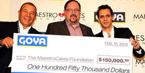 Bob Unanue, Presidente de Goya Foods, Marc Anthony, Icon Pop Global y Co-Fundador de Maestro Cares, Henry Cárdenas, Presidente de Cardenas Marketing Network & Co-fundador de Maestro Cares