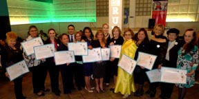 Las mujeres homenajeadas en el restaurante Sabor Latino de Elmhurst, Queens. Foto Javier Castaño 