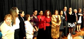 Laura Chávez, Businesswoman, Vanessa Smith, Vice-President Impacto Latin News NY,  Elizabeth Nieto, Global Chief Diversity and Inclusion Officer at MetLife, Marie-Lise Gazarian DPh.D, Department of Language and Literature, Director Spanish Program, St.John's University, Hon.  Julissa Ferreras, Council Member of New York City, Zenaida Méndez, President of  NOW  New York, Mariela Dabbah, Founder of  Red Shoe Movement, Hon. Carmen Velásquez,  Judge  Civil Court of the City of New York, Queens County, Monica Sarmiento, Artist and President of Bi/Coa, Javier Valdivieso Director Administrativo del Instituto Cervantes, Ralina Cardona Presidenta de LULAC NY, Manuel Ron  Director de Relaciones Comunitarias LULAC, Sylvia Mata Presidenta de LULAC Queens Council 23047.