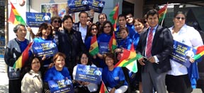 Bolivian activists with Peter Vallone, center. 