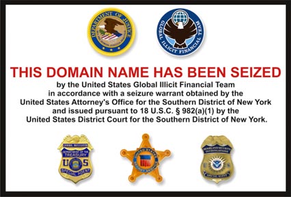 El anuncio de las autoridades estadounidenses luego de tomar control de la página digital de Libery Reserve. 