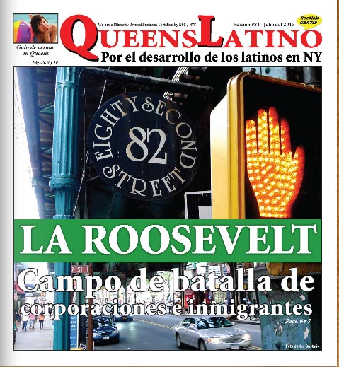 La portada del periódico QueensLatino del mes de julio del 2013. 