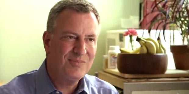 El candidato Bill de Blasio  en su hogar. 