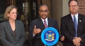 From left, Melinda Katz, Senator Peralta and Barry Grodenchik. 