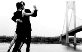 A couple dancing tango in New York City.