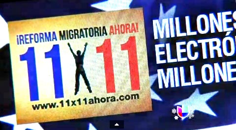 Imagen  de la campaña pro 11 millones de indocumentados. 