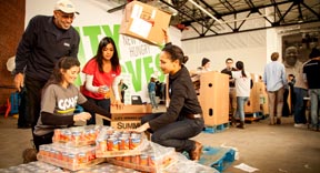 Rafael Toro of Goya Foods making the donation.