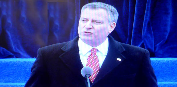 Bill de Blasio en su discurso de posesión como nuevo alcalde de la ciudad de Nueva York. 