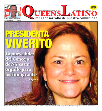 Front page of QueensLatino, January 2014 edition.