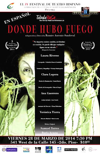 Cartel de promoción de la obra Donde hubo fuego del director Ramiro Sandoval.