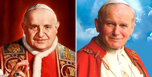 Los papas Juan XXIII y Juan Pablo II. 