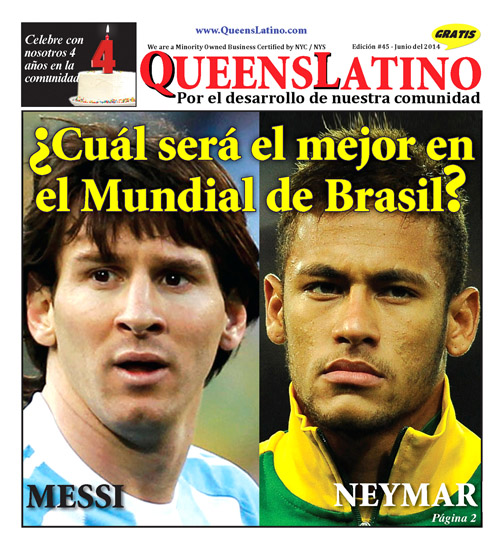 La portada de la edición de junio del 2014 de QueensLatino. 