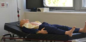 A manikee to train nursing students. 