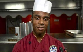 Culinary Specialist Seaman Vijay Cephas, from New York City, enlisted into the Navy March 11, 2014. He is currently stationed aboard the amphibious assault ship USS Makin Island (LHD 8), which is deployed to the U.S. 5th Fleet area of responsibility.