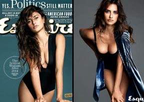 La portada y foto interior de la revista Esquire con la actriz y modelo Penélope Cruz.