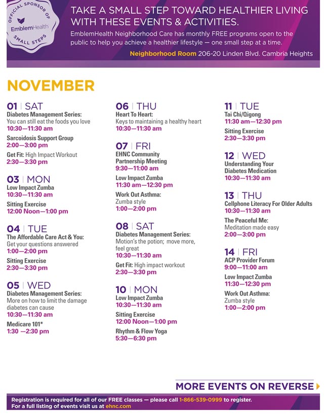 EmblemHealth Neighborhood Care Nov 2014_Calendar_Cambria Hgts-1