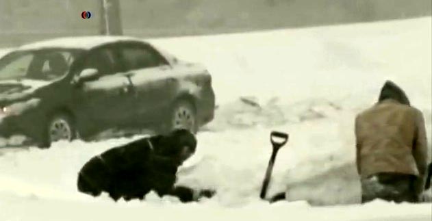 Tormenta de nieve al norte del estado de Nueva York. 