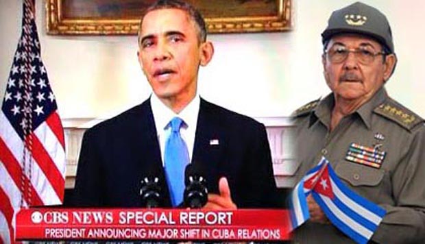 Los presidentes de Estados Unidos, Barack Obama, y de Cuba, Raúl Castro. Fotocomposición