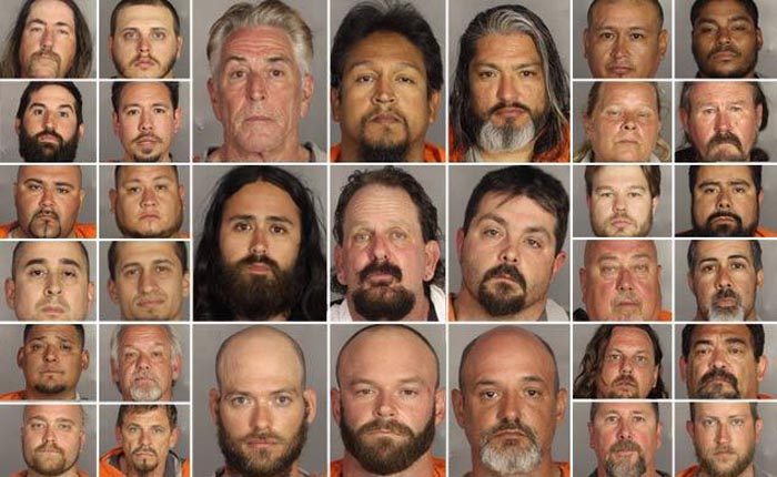 Algunos de los pandilleros arrestados en Waco, Texas.