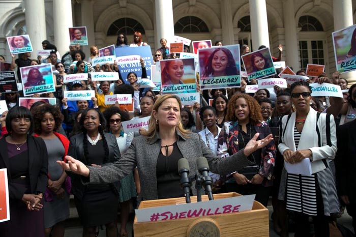 Melissa Mark-Viverito during a press conference in City Hall. Photo courtesy