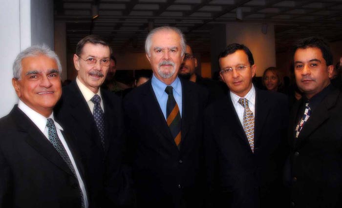 From left, Hector Mendez, Carlos Velez, artist Fernando Botoro, German Santamaria and Javier Castaño.