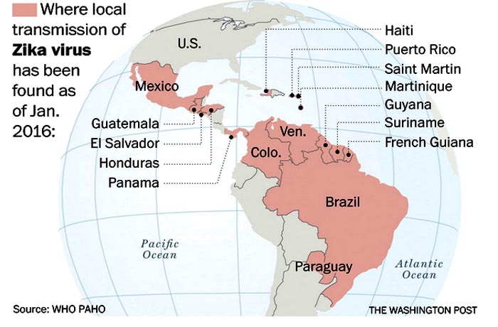 Los países de este continente afectados por el virus del Zica.