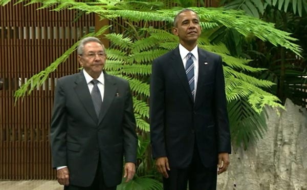 El presidente Raúl Castro y el presidente Barack Obama en La Habana.