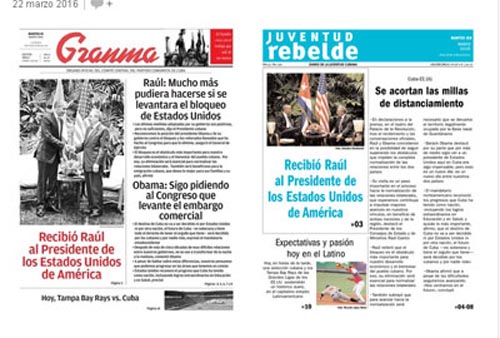 Los dos periódicos más importantes de Cuba: Granma y Juventud Rebelde.