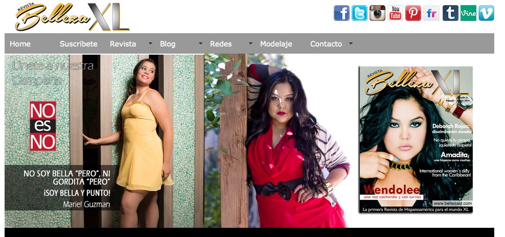 Primera página del portal Belleza XL. 