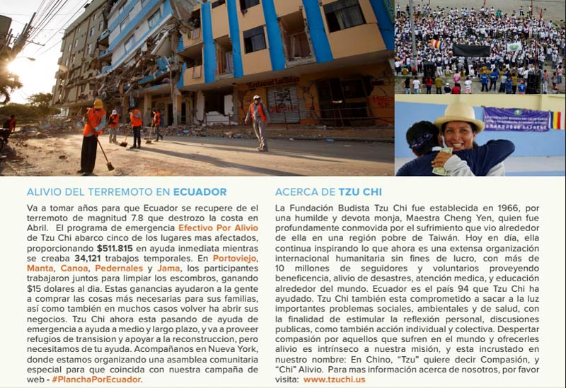 Terremoto Ecuador NYC alivio
