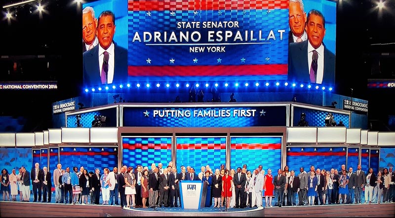 Adriana Espaillat, quien reeplazará al congresista Charles Rangel el próximo enero como está previsto, fue el centro de atracción el primer día de la Convención Demócrata 2016 en Filadelfia. 