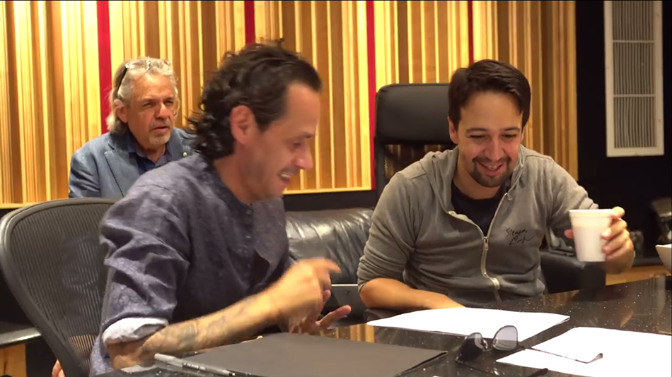Desde la izquierda, Luis Miranda, Marc Anthony y Lin-Manuel Miranda. Imagen tomada del video de la canción