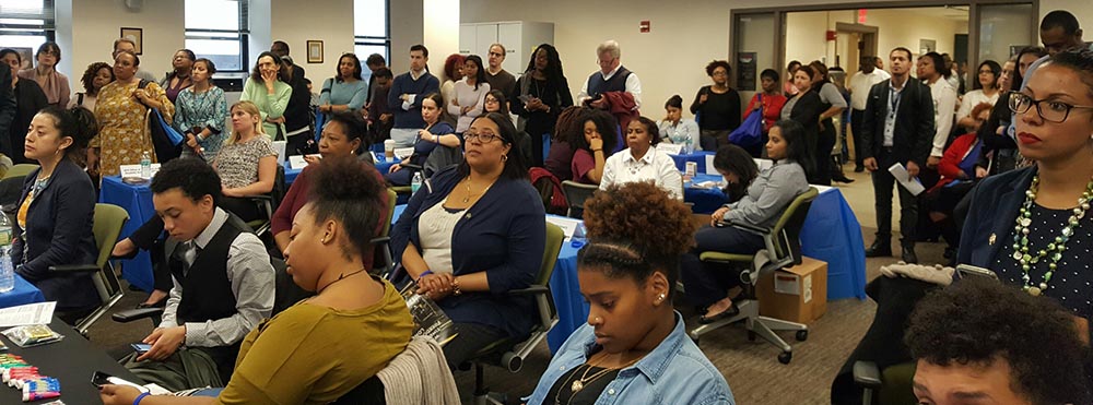 Members of the media attending the press conference of ACS.