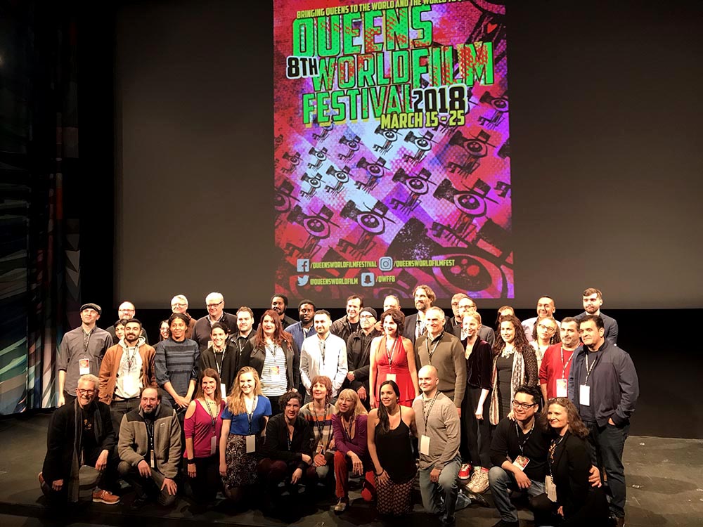Los fundadores del Queens World Film Festival y productores y directores que exhiben este año en el Museum of the Moving Image. Foto Javier Castaño