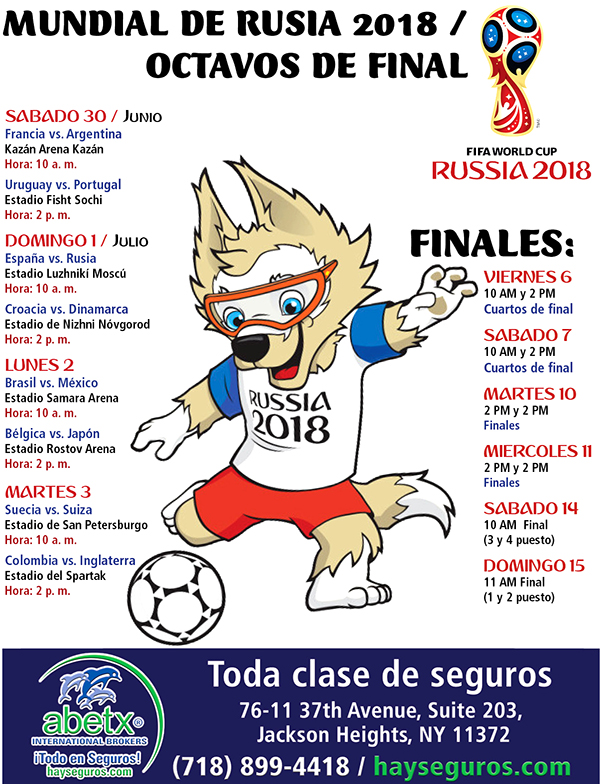 OCTAVOS DE FINALES RUSIA 2018