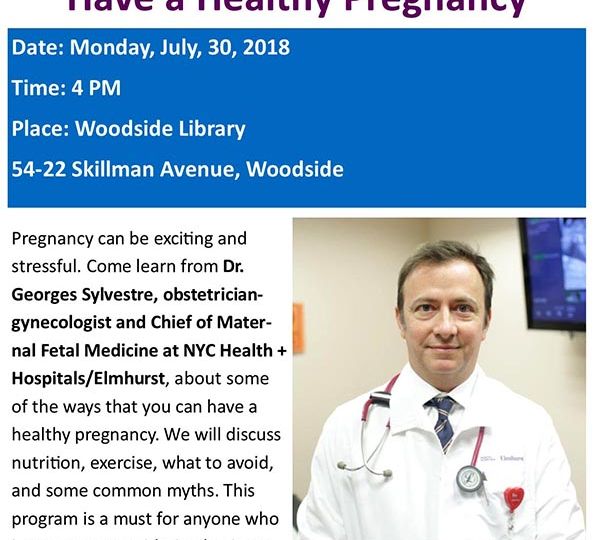 Charla sobre embarazo saludable en Biblioteca de Woodside