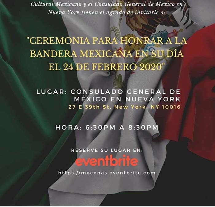 Honor a bandera mexicana en consulado NY el 24 de febrero