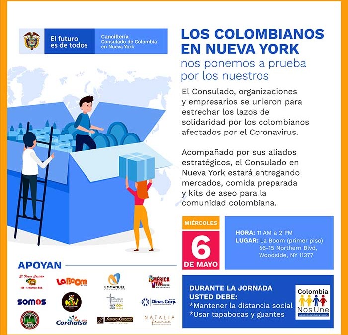 Consulado de Colombia reparte comida en LaBoom este miércoles 6
