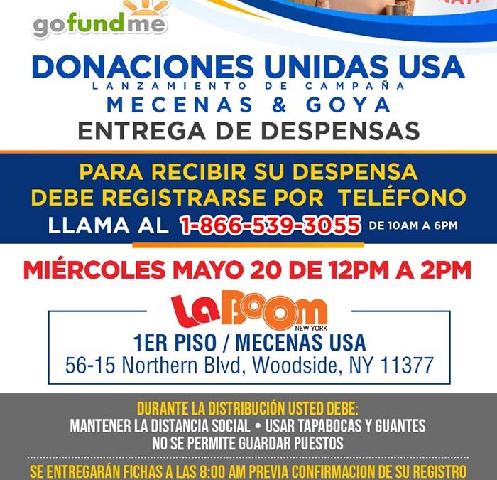 LaBoom y Goya reparten comida este miércoles en Queens