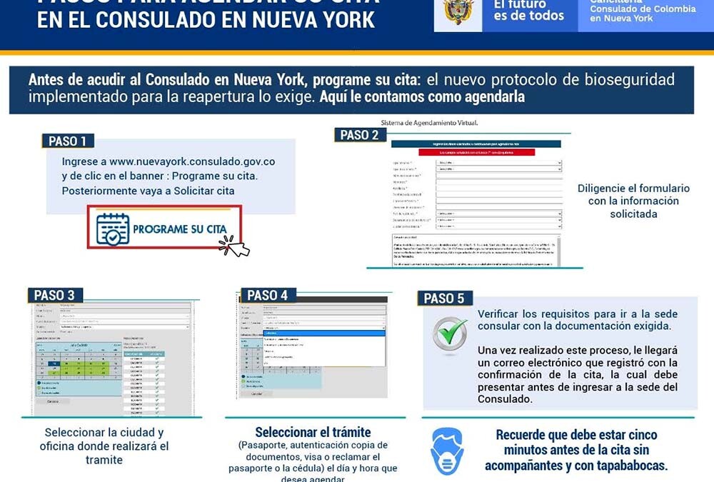 Consulado de Colombia en NY reabre con cita y protocolos