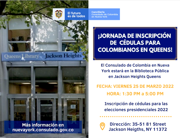 Colombiano: inscriba su cédula hoy viernes en Queens para votar