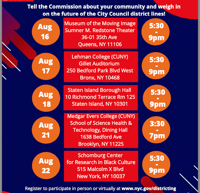 Audiencias públicas de mapas de distritos del Concejo NYC